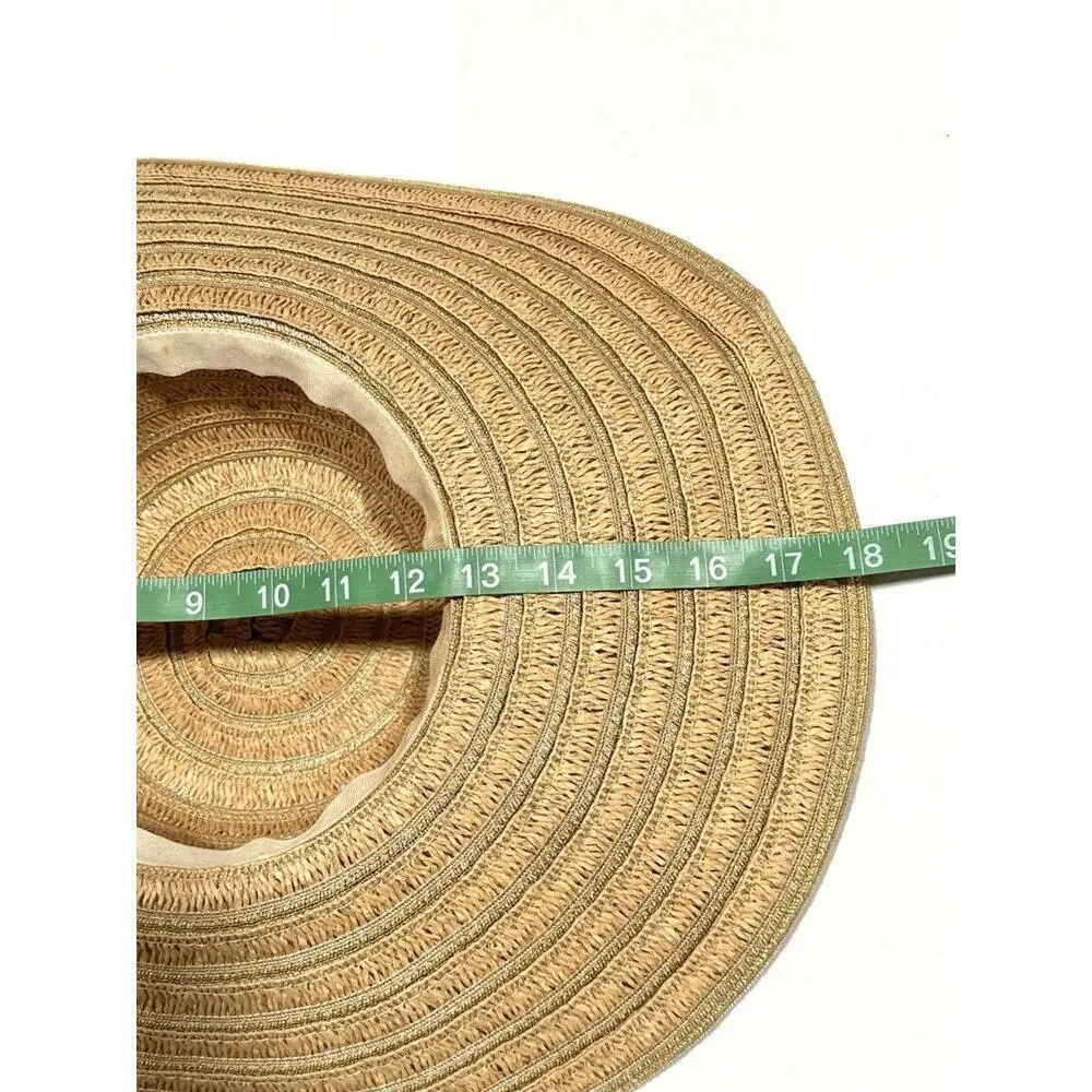 Unbranded Womens Wide Brim Straw Sun Hat Beach Floppy Gold Sparkly Fiber